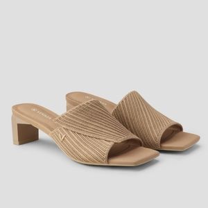 Vivaia Square-Toe Block Heel Slide Nutmeg Nude Size 37